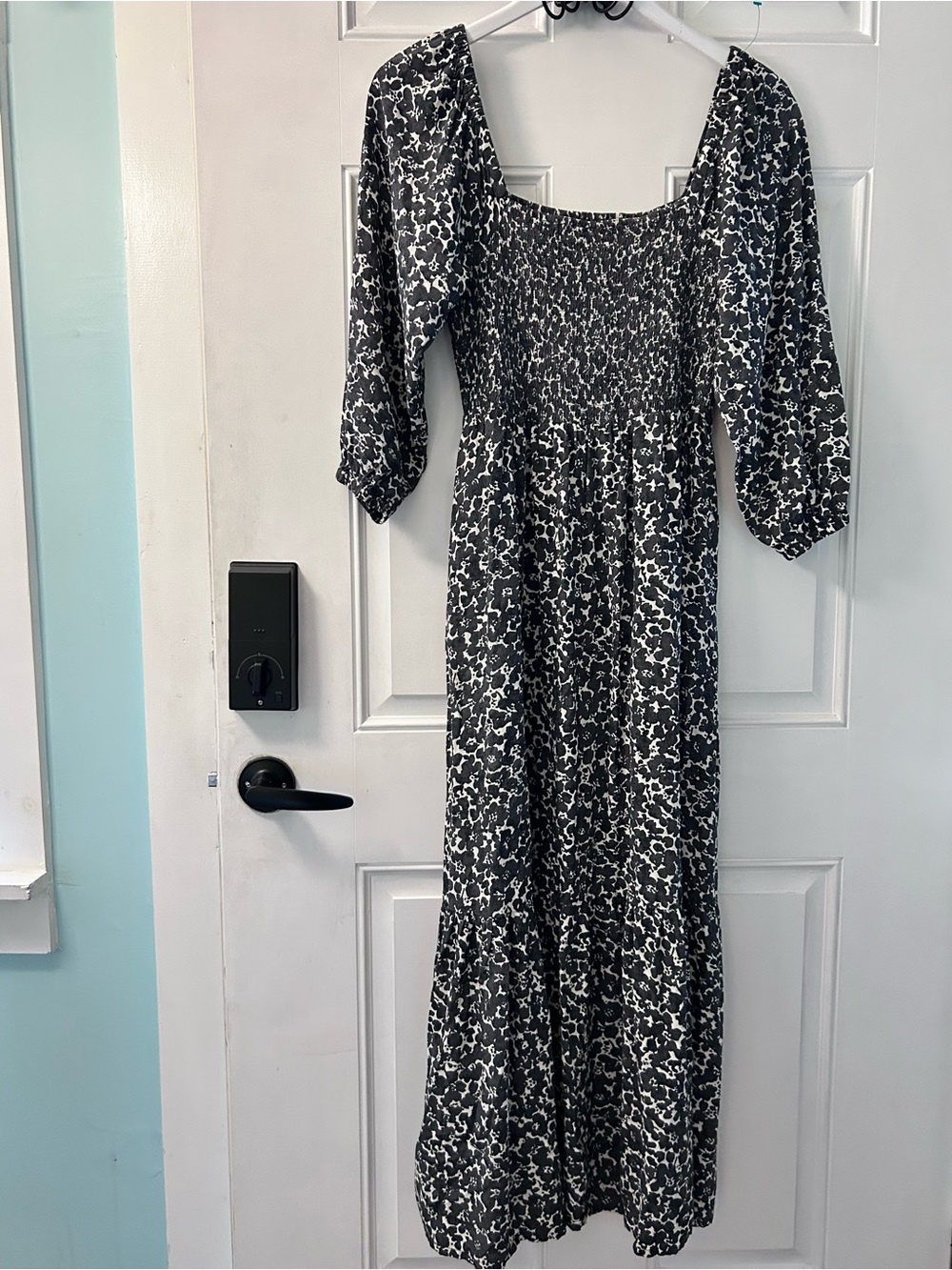 Marine Layer Black & White Smocked Maxi Dress